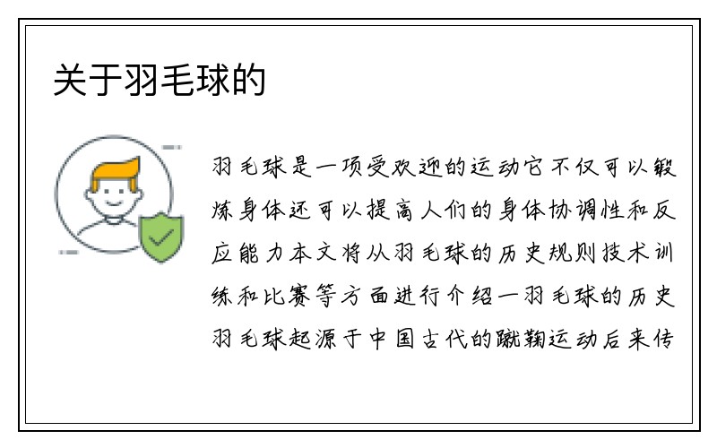 关于羽毛球的